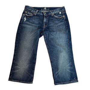 7 For All Mankind Cropped Boot Cut Factory Distressed Jeans  Sz.28